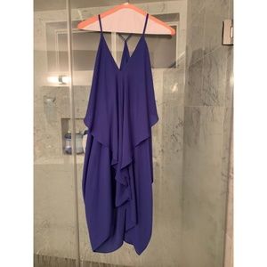 Purple drapey low cut dress with spaghetti straps